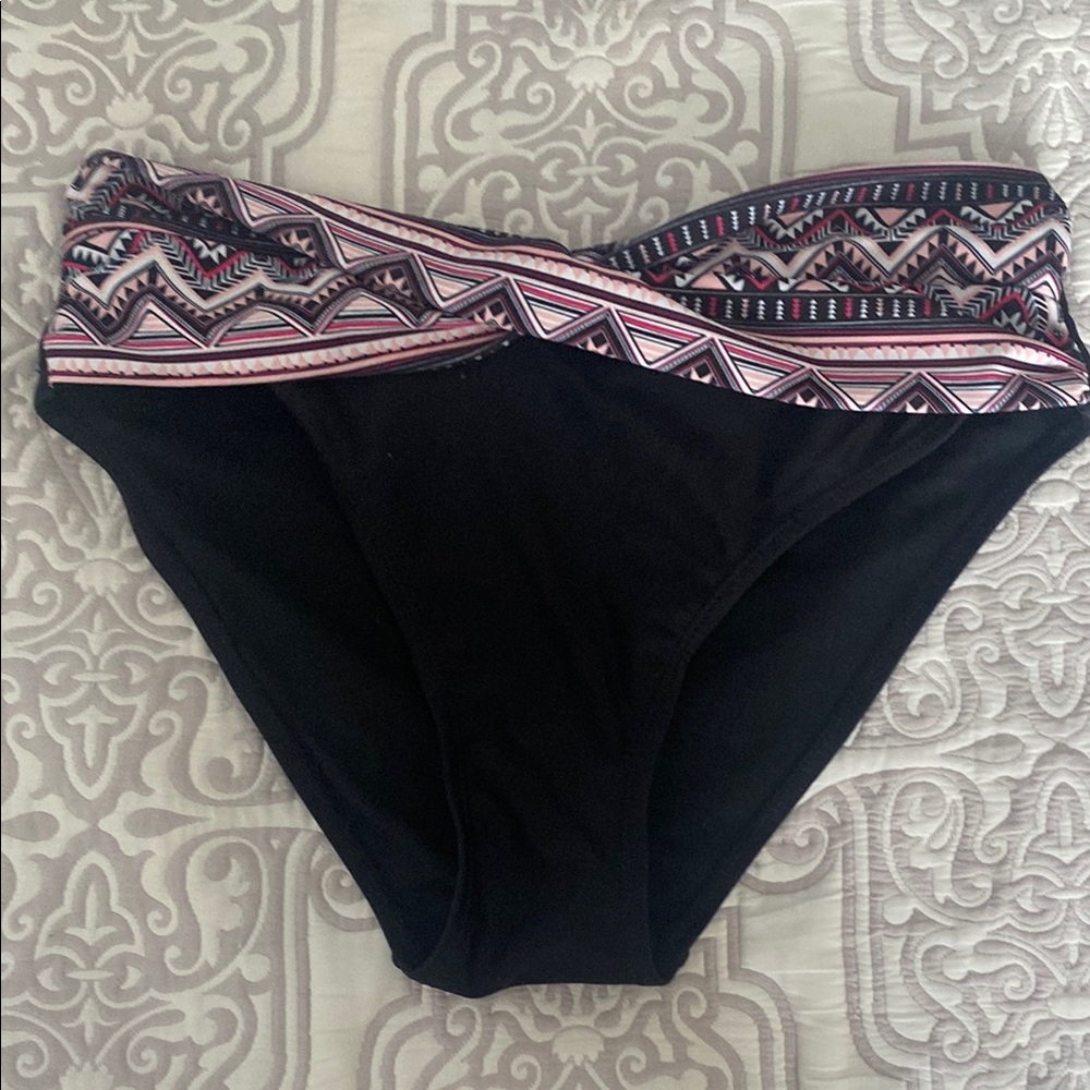 Black and Pink Patterned Women's Swim Bottom